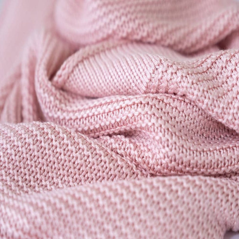 Knitted Bamboo Blanket - Blush