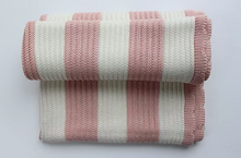 Load image into Gallery viewer, Knitted Striped Bamboo Blanket - Blush
